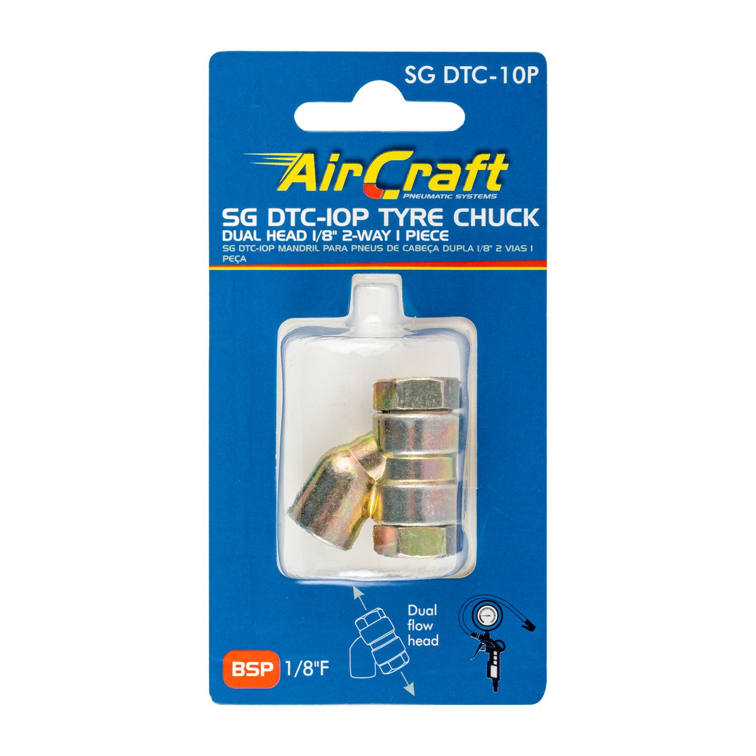 Tyre Chuck Dual Head 1/8' 2-way 1pc Carded